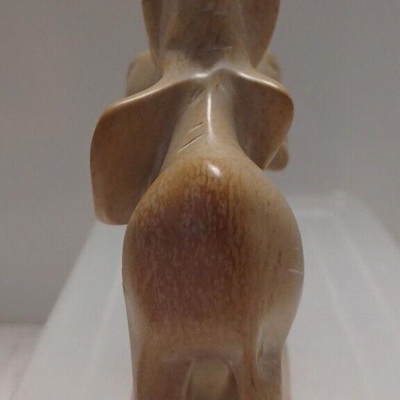 VINTAGE Elephant Figurine Hand Carved Soapstone Statue Touching Raised Up Trunks - Picture 3 of 8